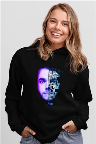 Zedd Siyah Unisex Kapüşonlu Sweatshirt