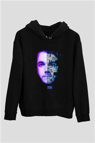 Zedd Siyah Unisex Kapüşonlu Sweatshirt