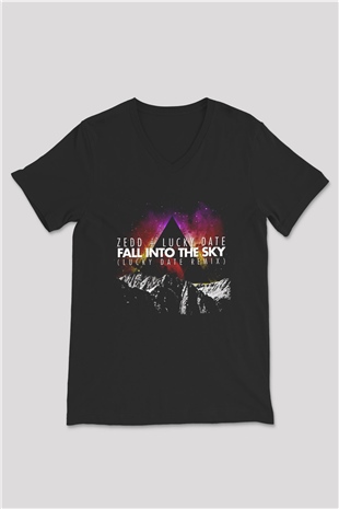 Zedd Siyah Unisex V Yaka Tişört