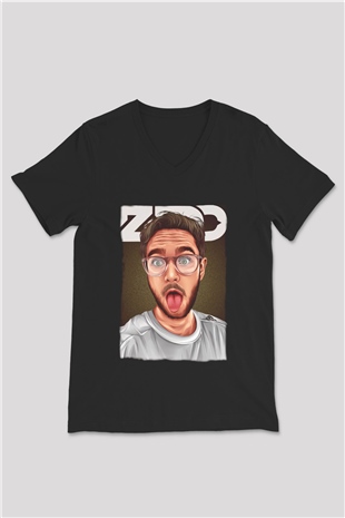 Zedd Siyah Unisex V Yaka Tişört