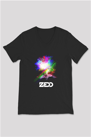 Zedd Siyah Unisex V Yaka Tişört