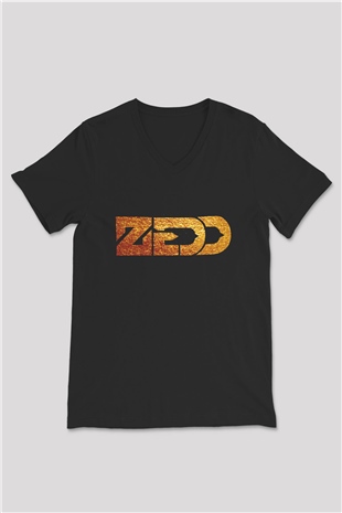 Zedd Siyah Unisex V Yaka Tişört