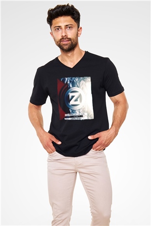 Zedd Siyah Unisex V Yaka Tişört