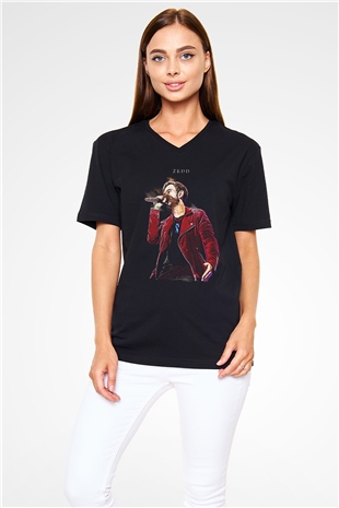 Zedd Siyah Unisex V Yaka Tişört