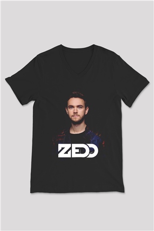Zedd Siyah Unisex V Yaka Tişört