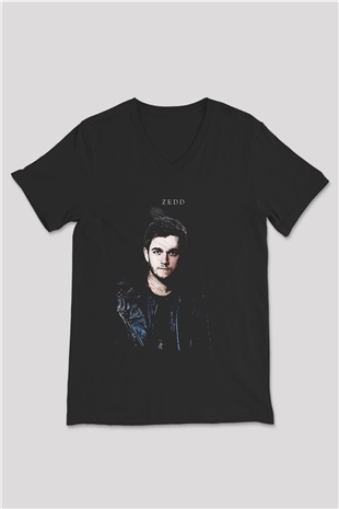 Zedd Siyah Unisex V Yaka Tişört