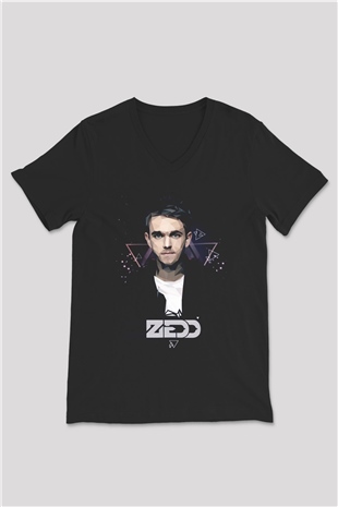 Zedd Siyah Unisex V Yaka Tişört