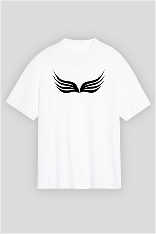 Zero Wing Beyaz Unisex Oversize Tişört T-Shirt