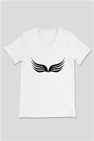 Zero Wing Beyaz Unisex V Yaka Tişört T-Shirt