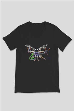Zero Wing Siyah Unisex V Yaka Tişört