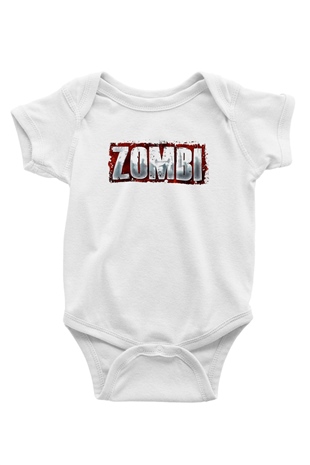 Zombi Baskılı Beyaz Unisex Bebek Body - Zıbın