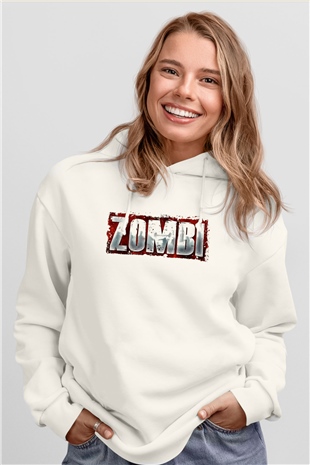 Zombi Beyaz Unisex Hoodie
