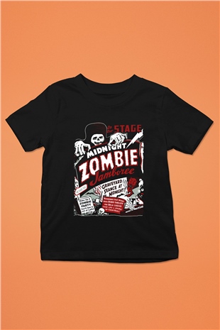 Zombi Siyah Unisex Çocuk Tişört