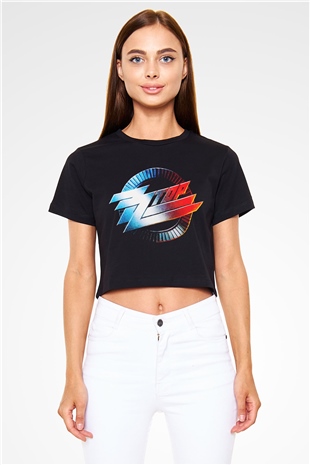 ZZ Top Siyah Crop Top Tişört