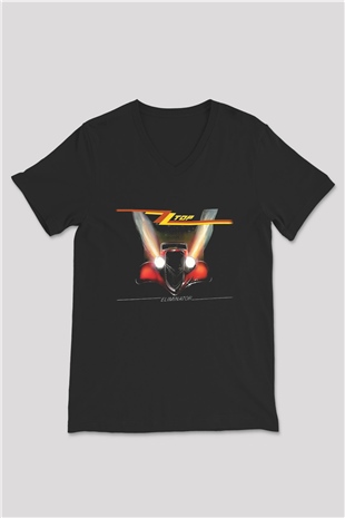 ZZ Top Siyah Unisex V Yaka Tişört T-Shirt