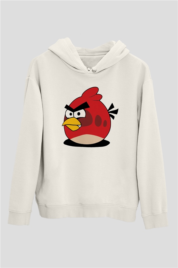 Angry Birds Beyaz Unisex Kapşonlu Sweatshirt