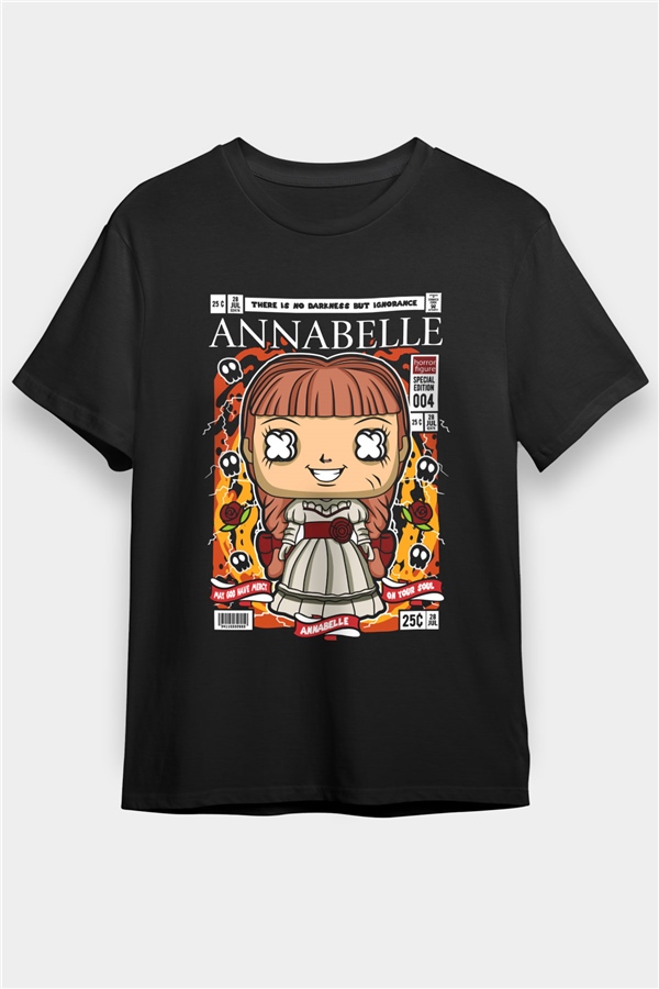 Annabelle Baskılı Unisex Siyah Tişört