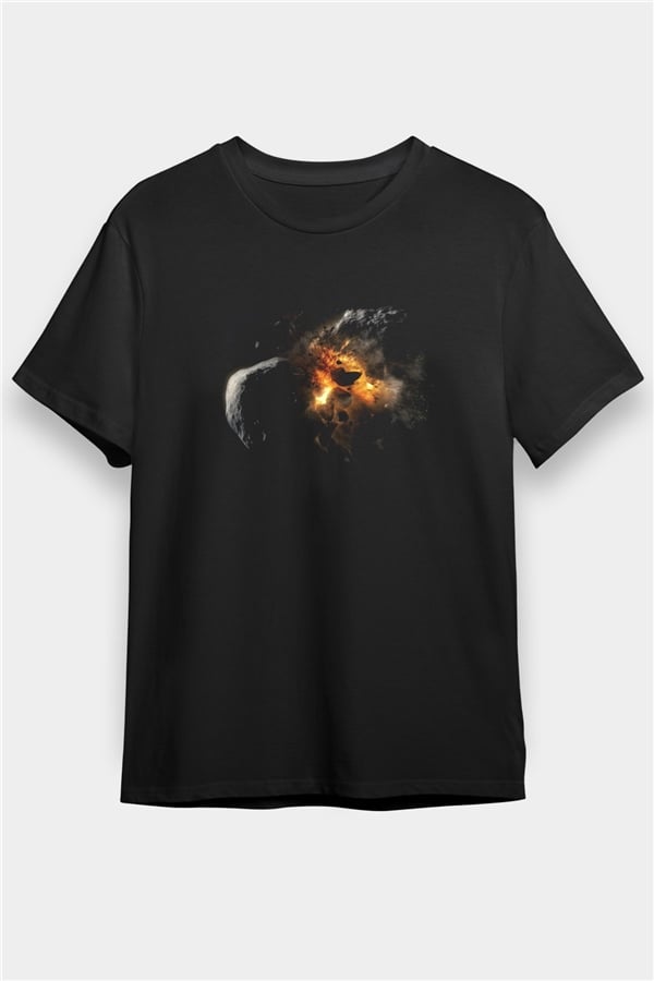 Asteroit Siyah Unisex Tişört T-Shirt - TişörtFabrikası