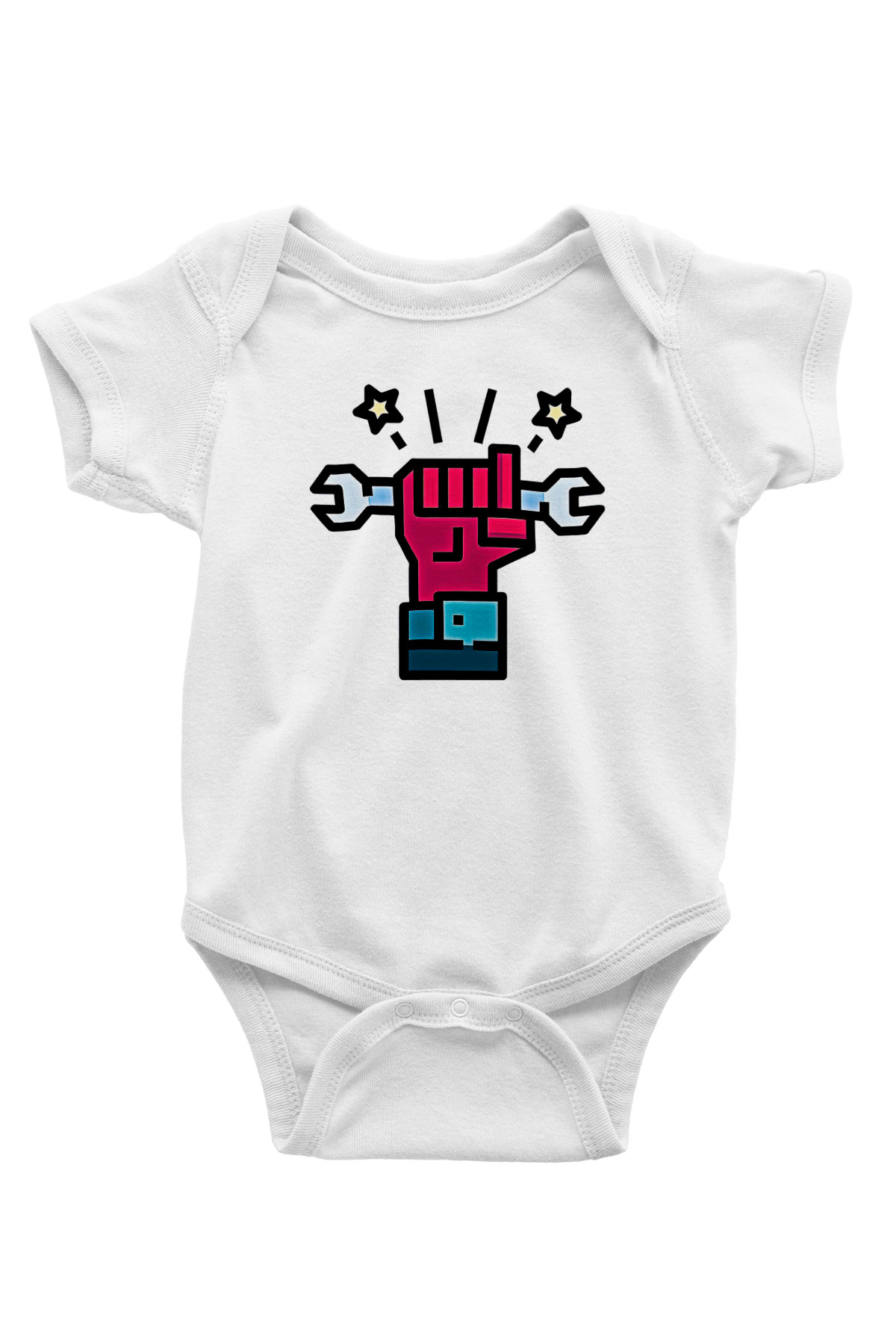 1 Mayıs Baskılı Beyaz Unisex Bebek Body - Zıbın