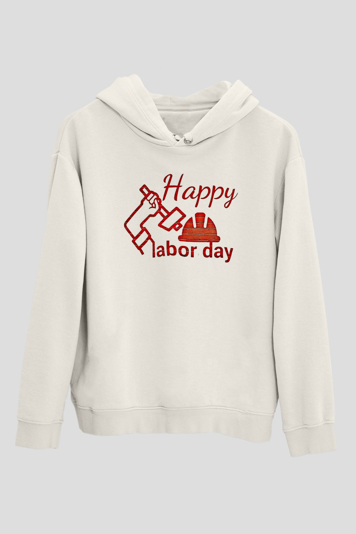 1 Mayıs Baskılı Beyaz Unisex Hoodie