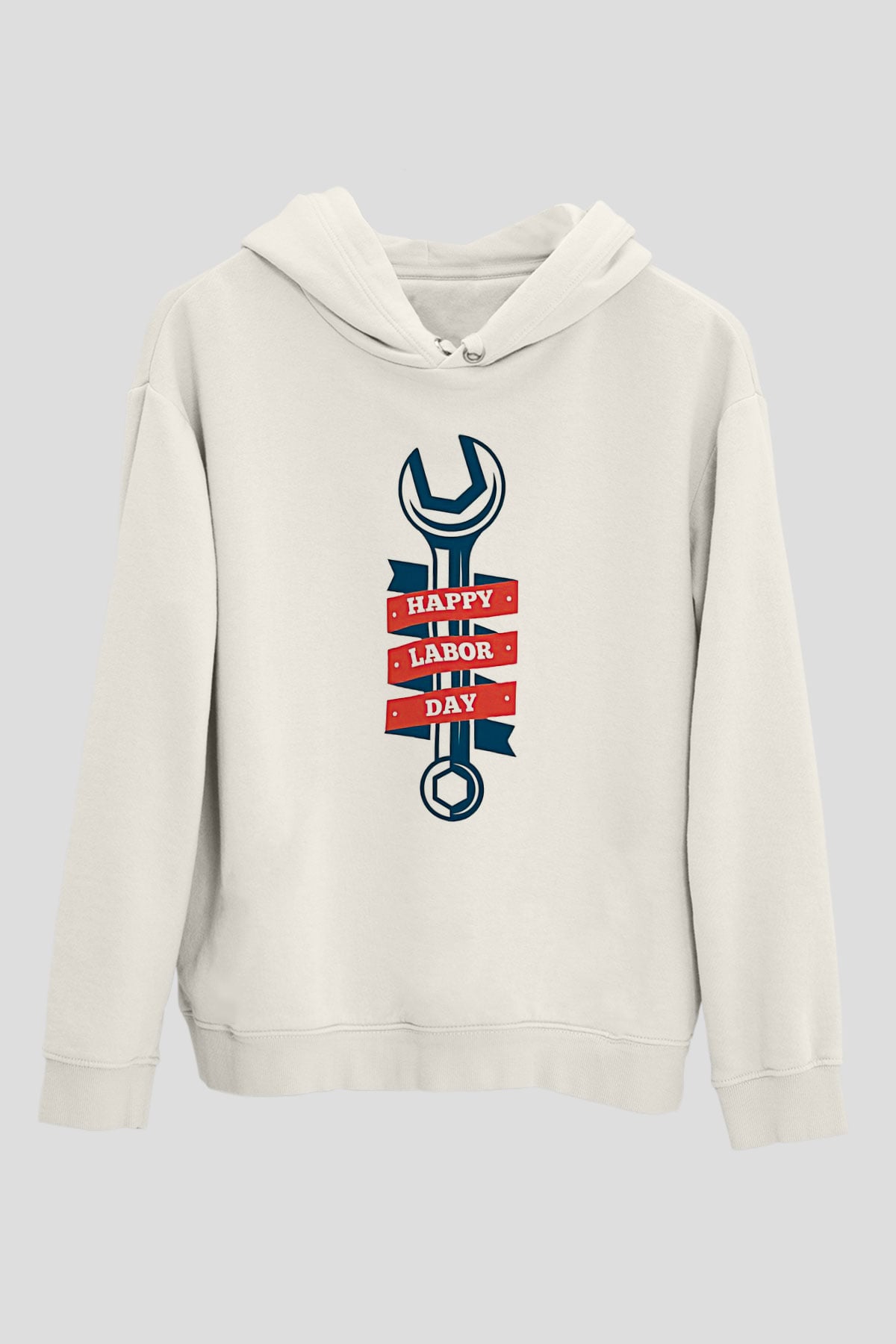1 Mayıs Baskılı Beyaz Unisex Hoodie