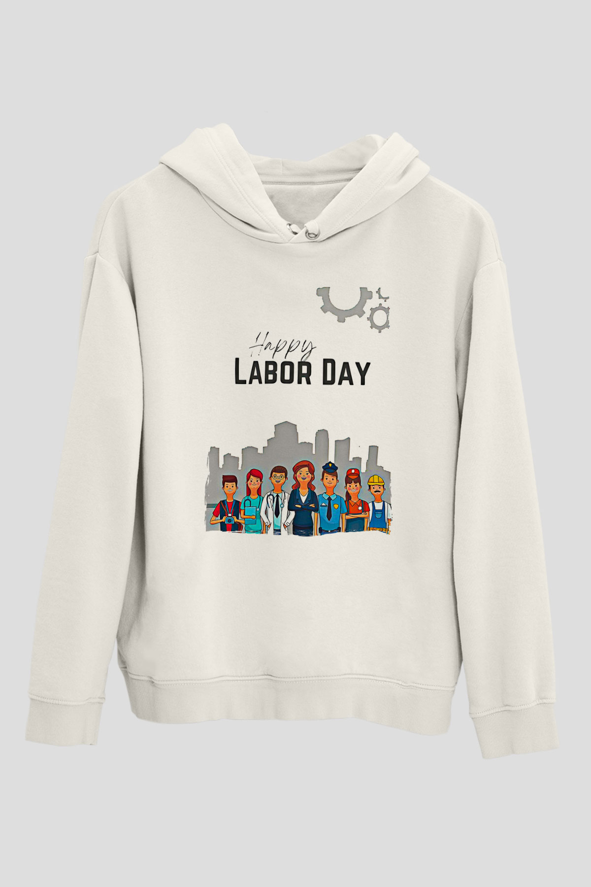 1 Mayıs Baskılı Beyaz Unisex Hoodie