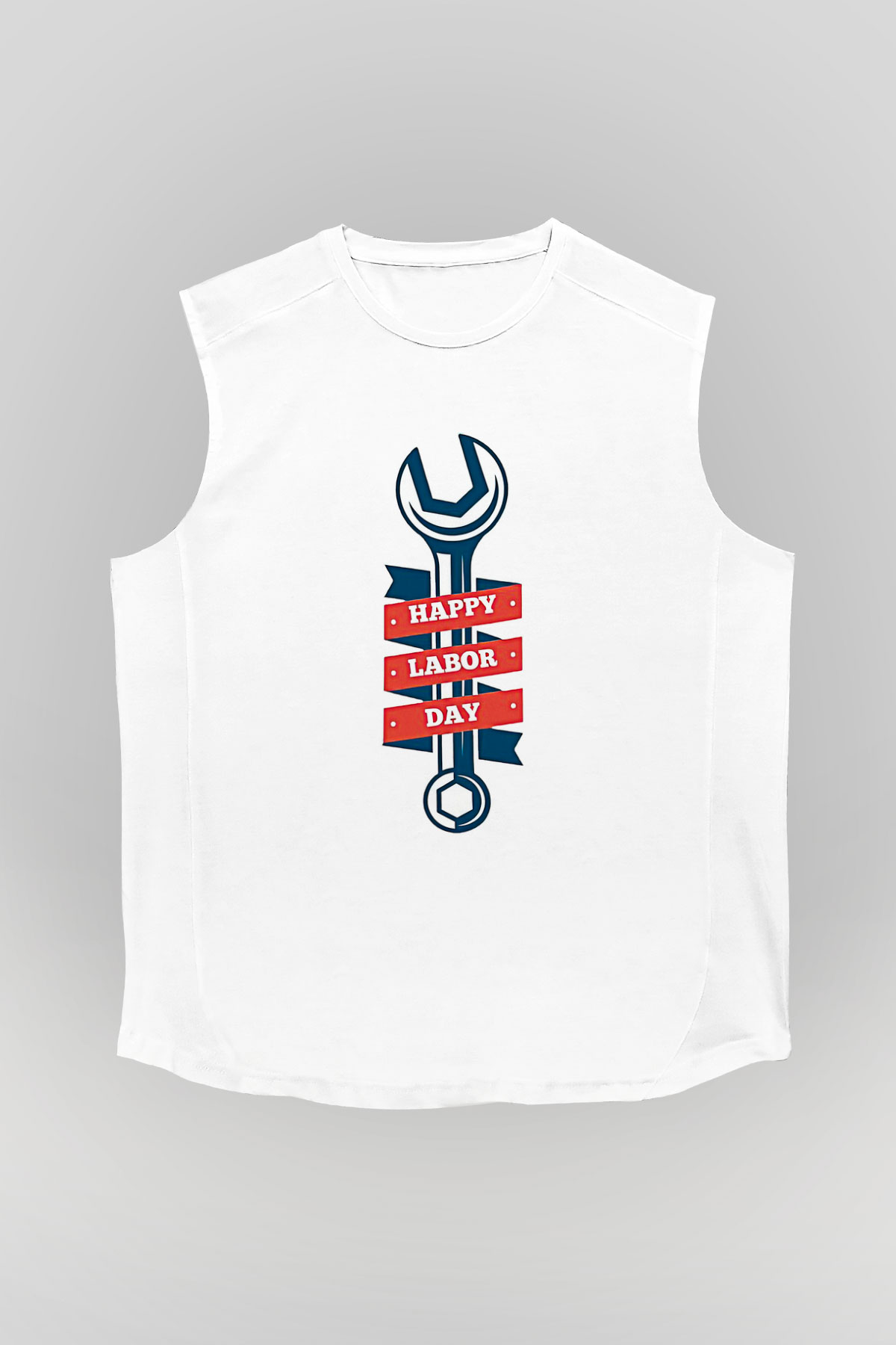 1 Mayıs Baskılı Beyaz Unisex Kolsuz Tişört - Tshirt