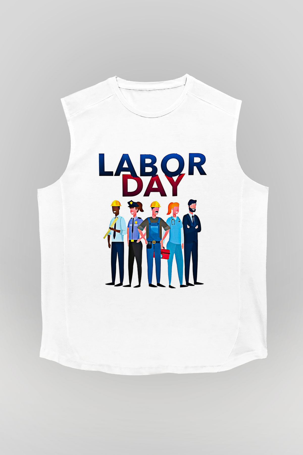 1 Mayıs Baskılı Beyaz Unisex Kolsuz Tişört - Tshirt