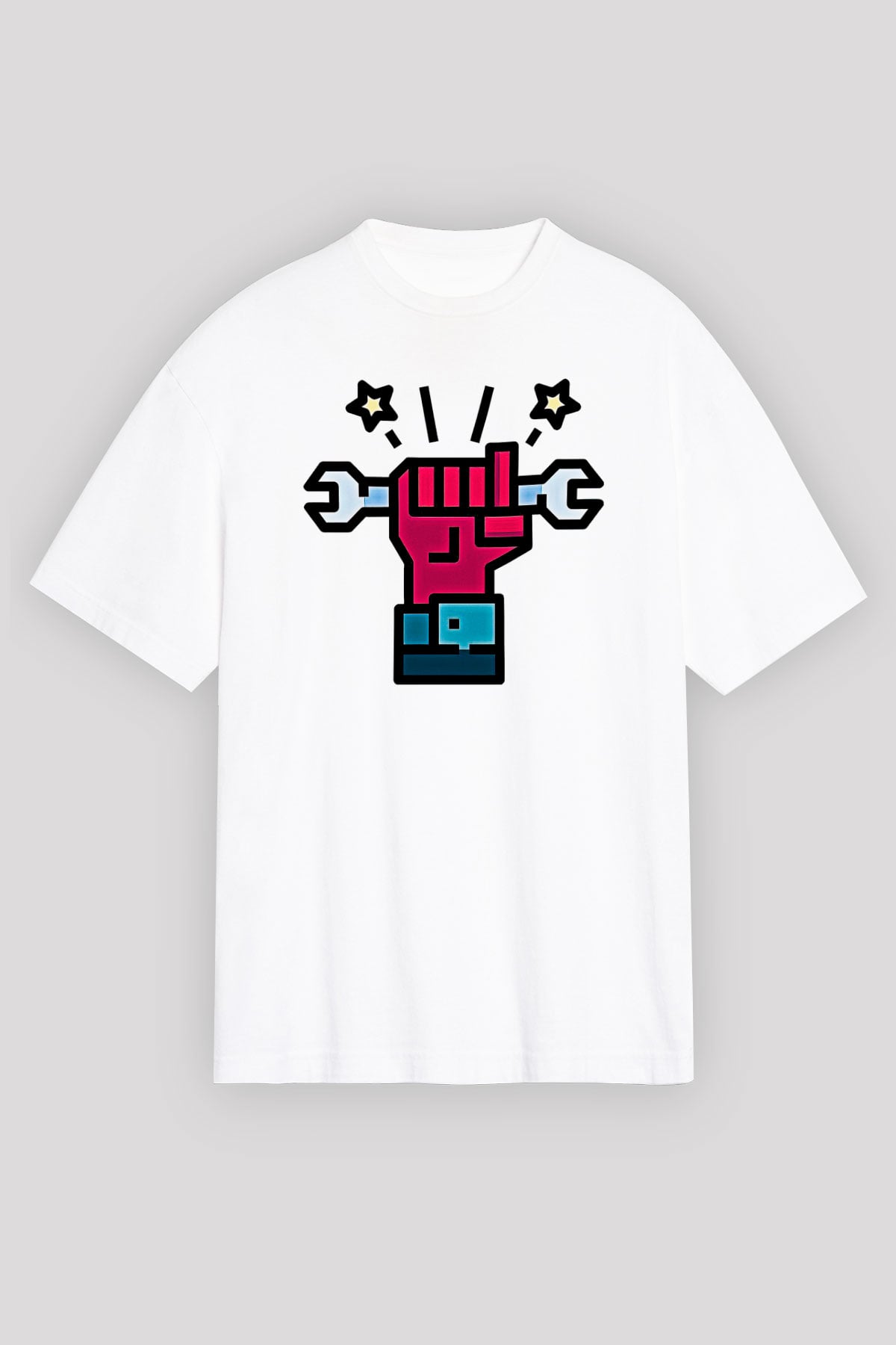 1 Mayıs Baskılı Beyaz Unisex Oversize Tişört - Tshirt