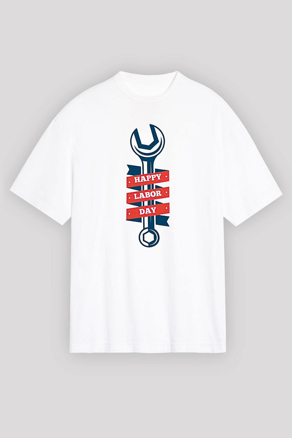 1 Mayıs Baskılı Beyaz Unisex Oversize Tişört - Tshirt