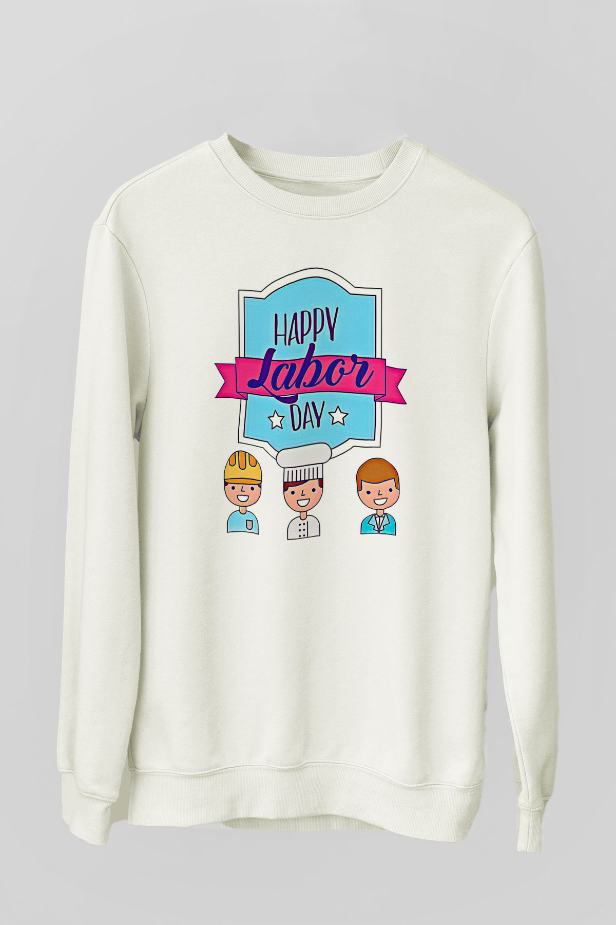 1 Mayıs Baskılı Beyaz Unisex Sweatshirt