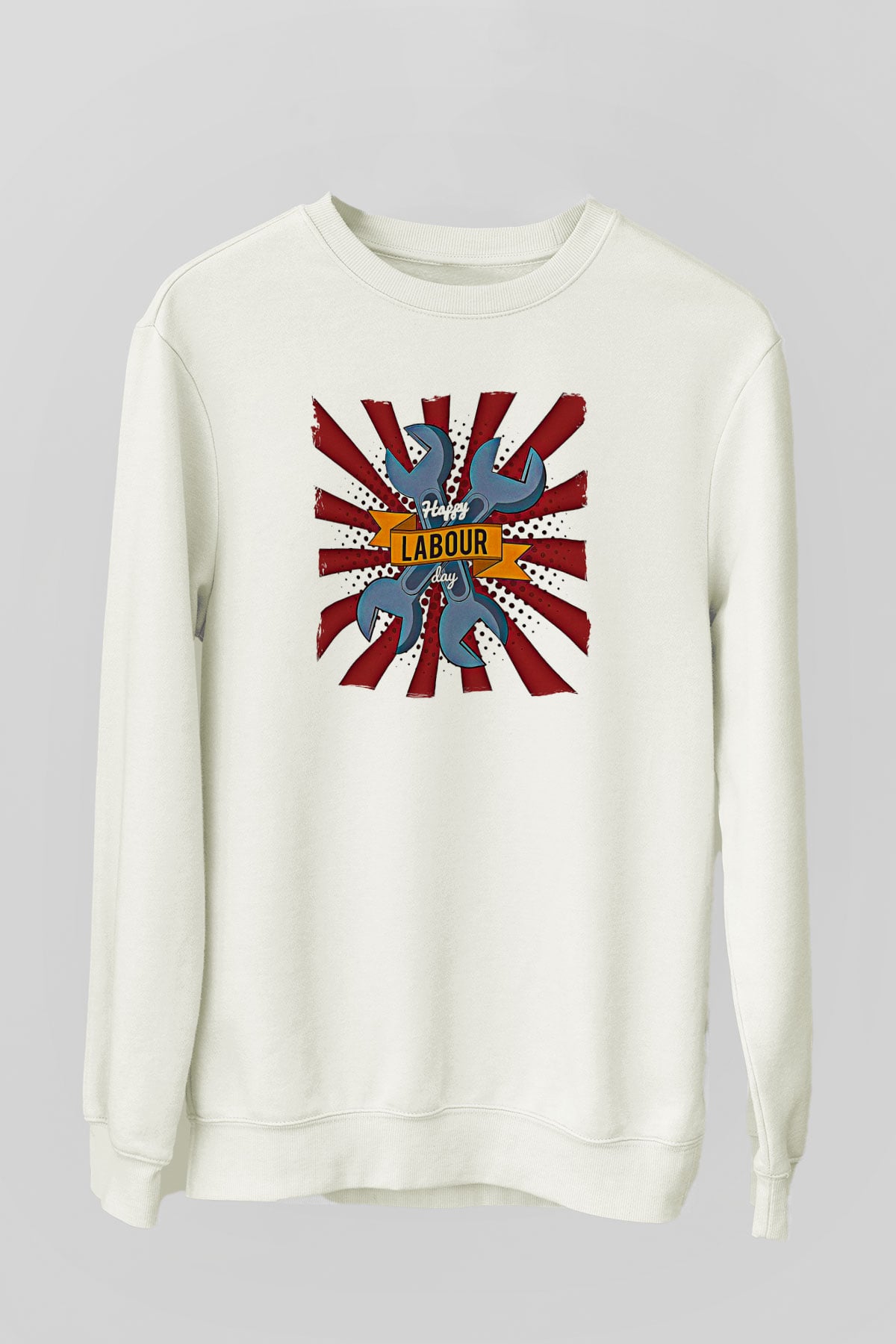 1 Mayıs Baskılı Beyaz Unisex Sweatshirt