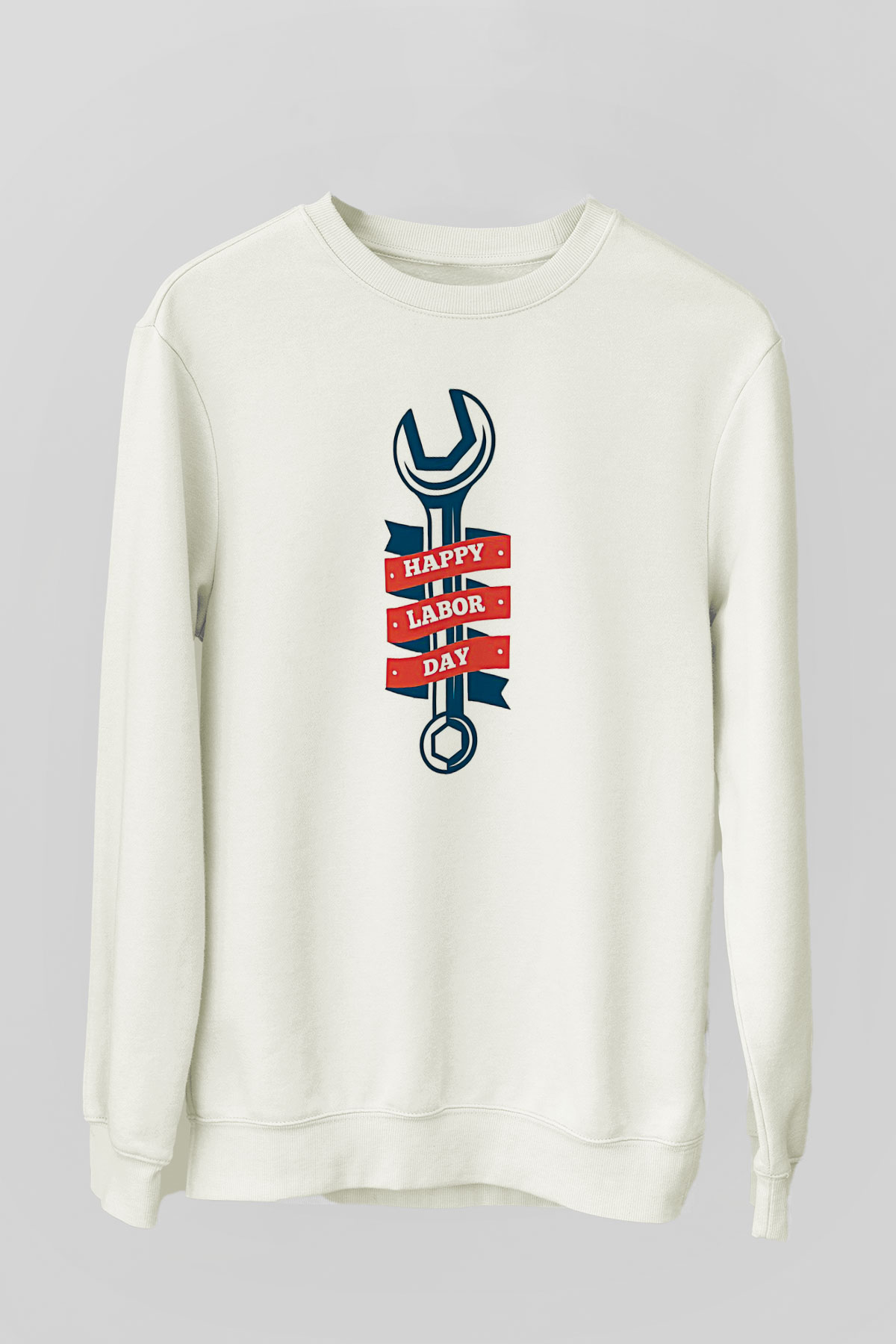 1 Mayıs Baskılı Beyaz Unisex Sweatshirt
