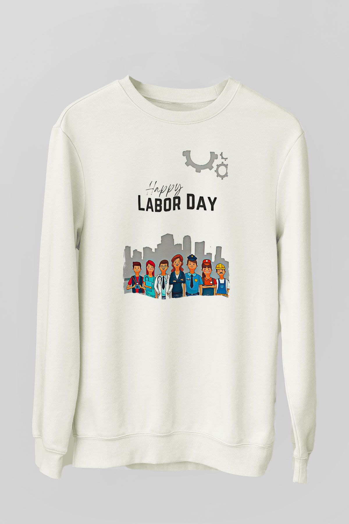 1 Mayıs Baskılı Beyaz Unisex Sweatshirt