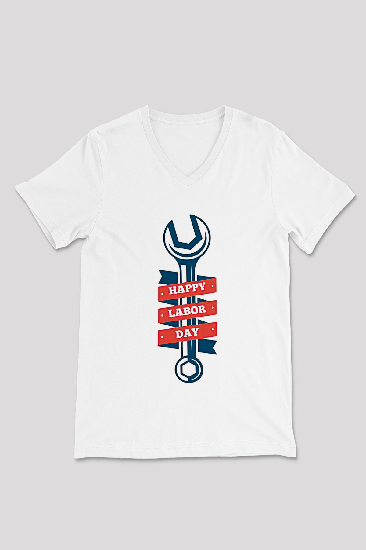 1 Mayıs Baskılı Beyaz Unisex V Yaka Tişört - Tshirt