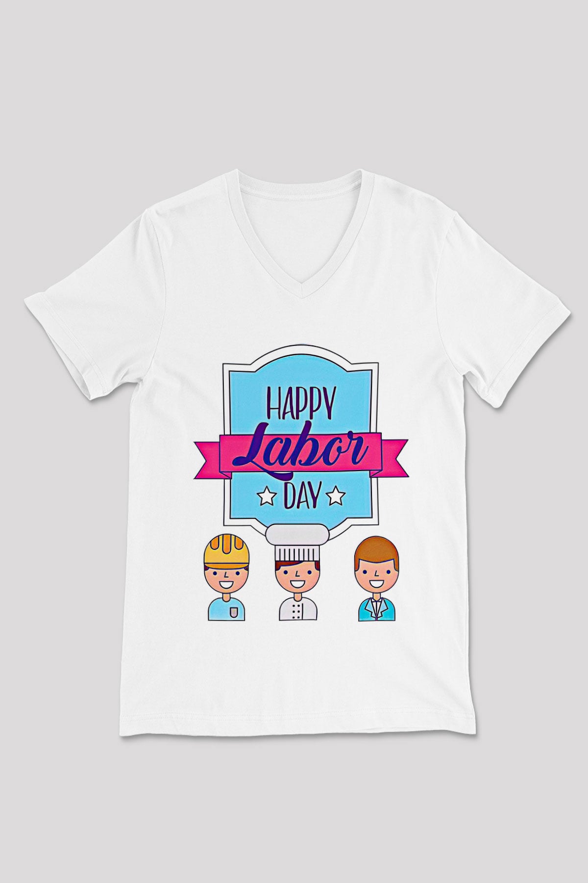 1 Mayıs Baskılı Beyaz Unisex V Yaka Tişört - Tshirt