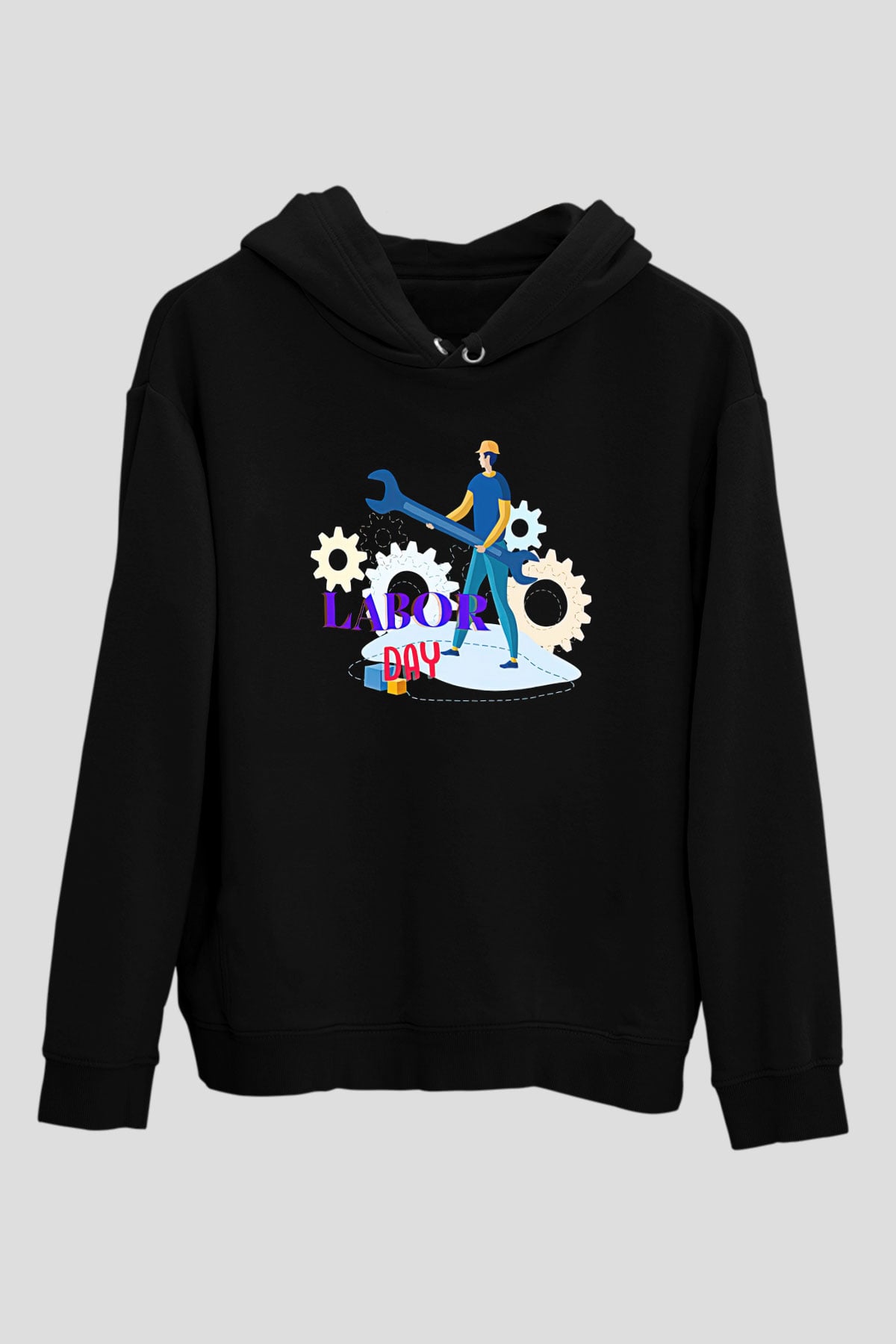 1 Mayıs Baskılı Unisex Siyah Hoodie