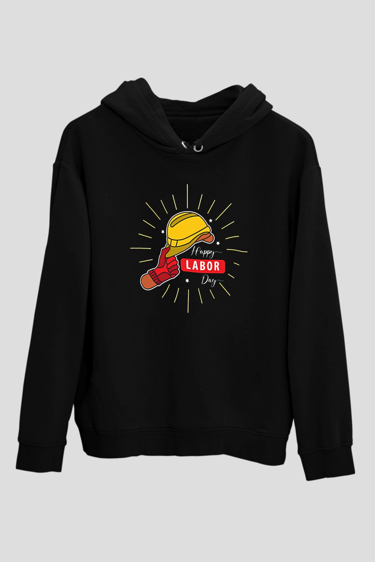 1 Mayıs Baskılı Unisex Siyah Hoodie