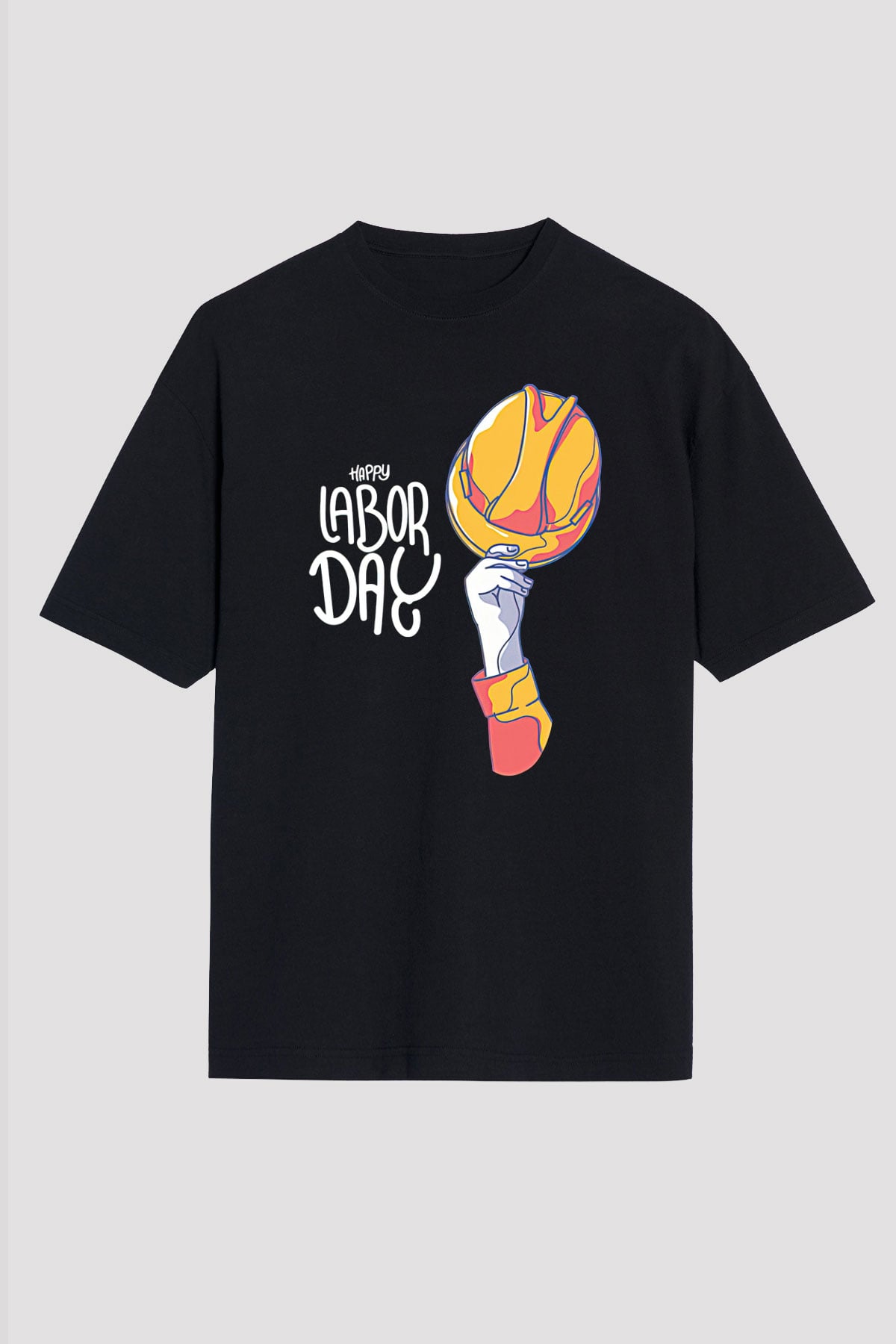 1 Mayıs Baskılı Unisex Siyah Oversize Tişört - Tshirt