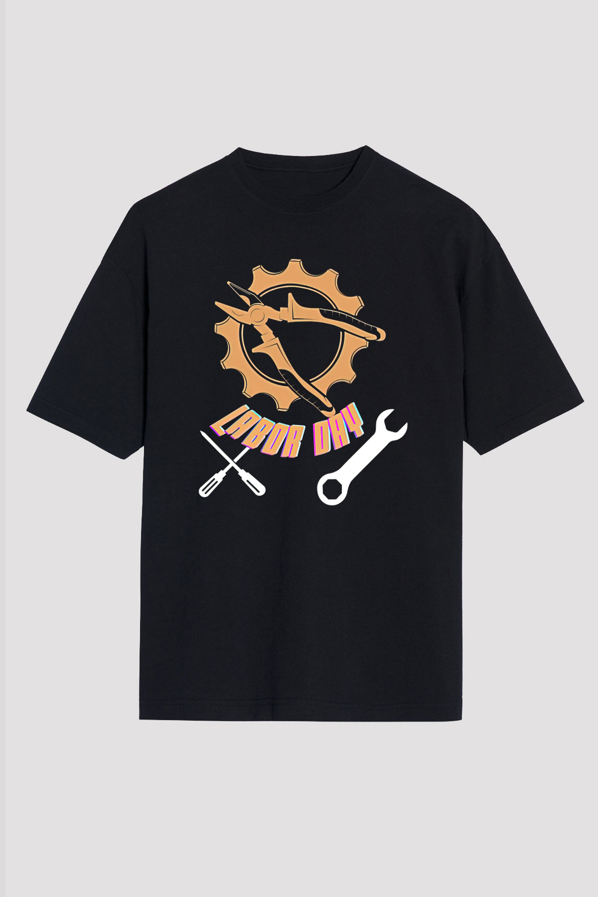 1 Mayıs Baskılı Unisex Siyah Oversize Tişört - Tshirt