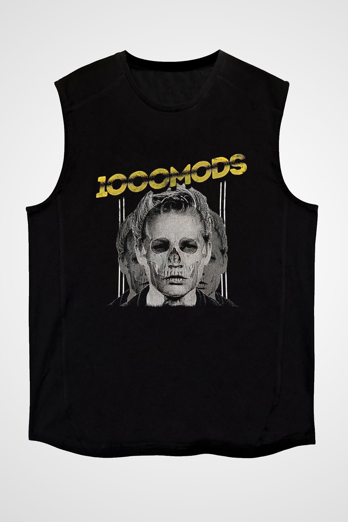 1000mods Baskılı Unisex Siyah Kolsuz Tişört - Tshirt