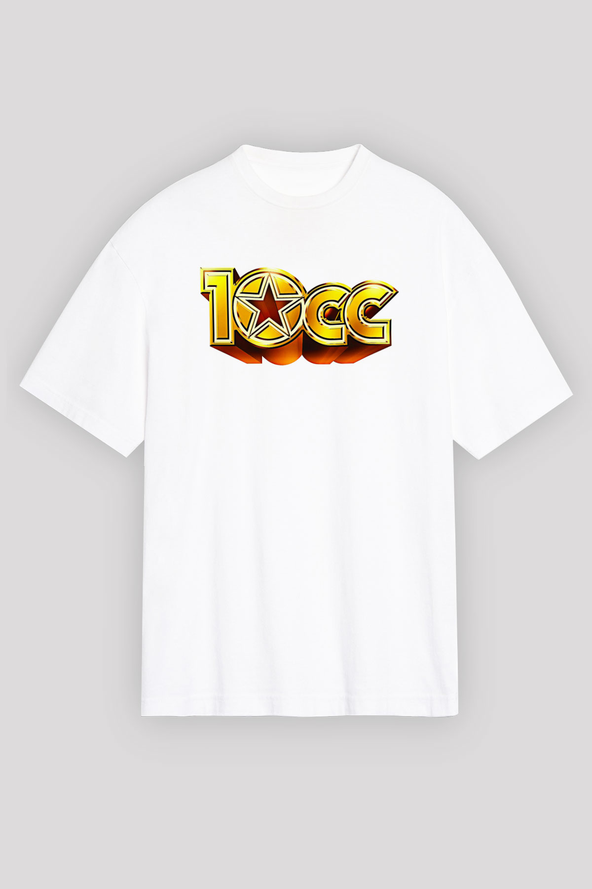 10cc Baskılı Beyaz Unisex Oversize Tişört - Tshirt