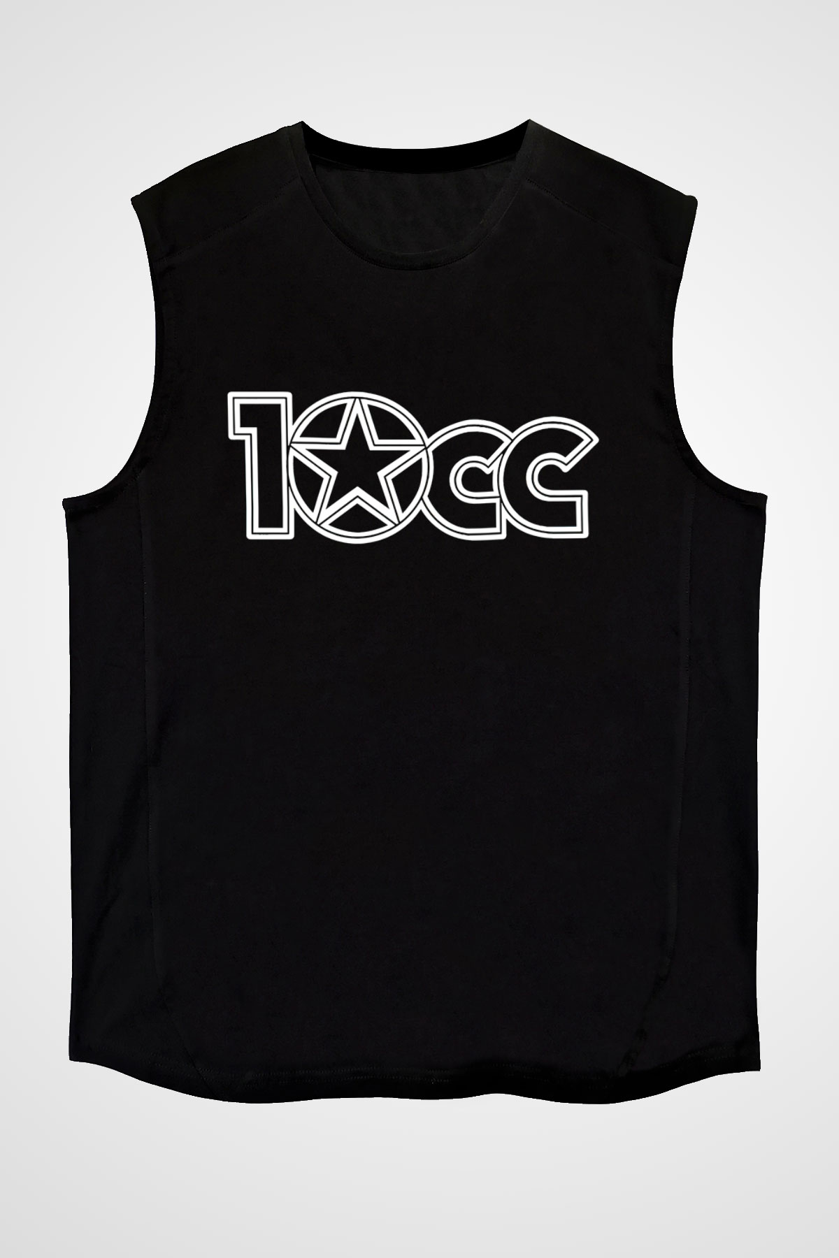 10cc Baskılı Unisex Siyah Kolsuz Tişört - Tshirt