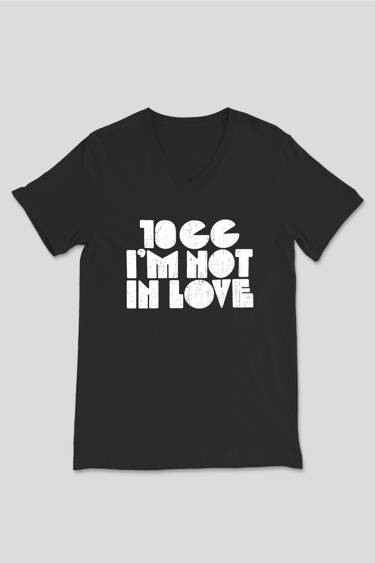 10cc Baskılı Unisex Siyah V Yaka Tişört - Tshirt