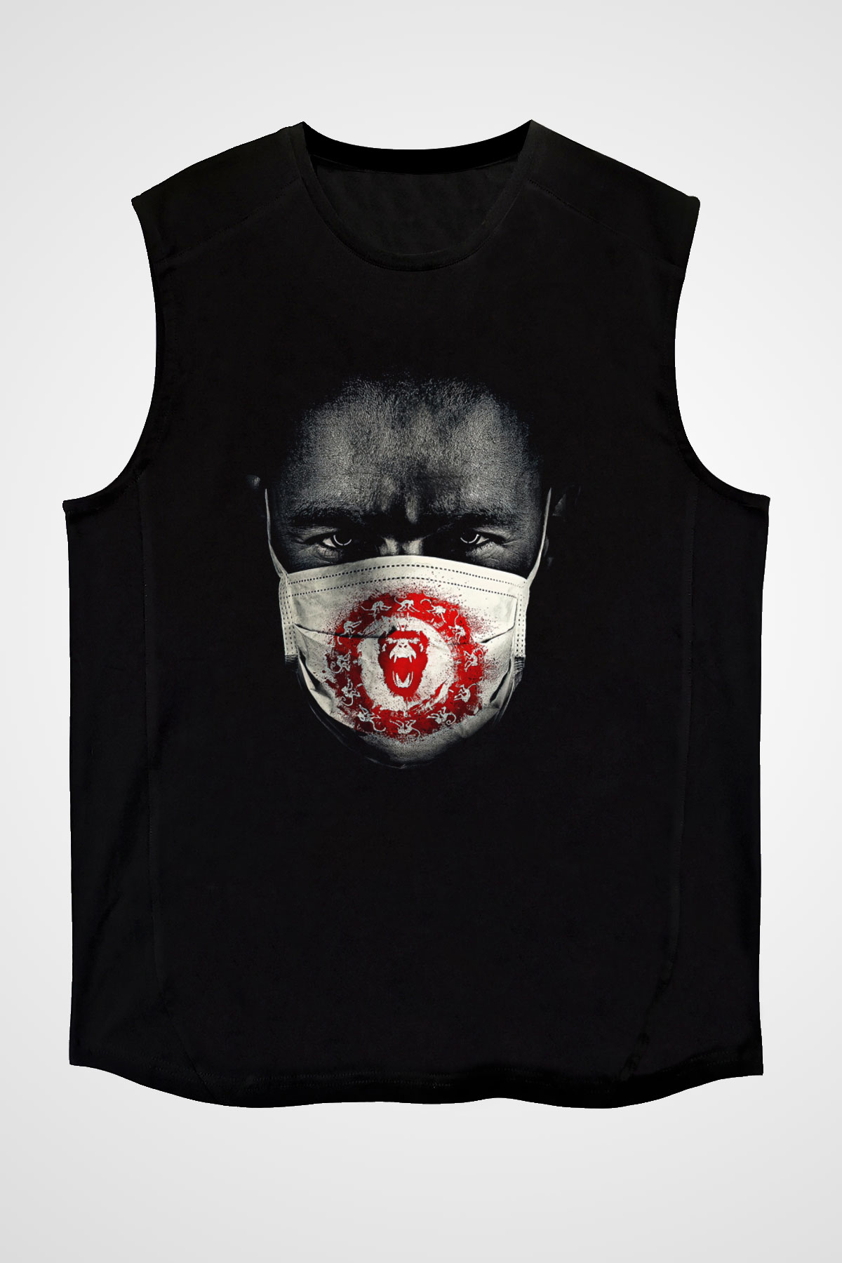 12 Maymun (12 Monkeys) Baskılı Unisex Siyah Kolsuz Tişört - Tshirt