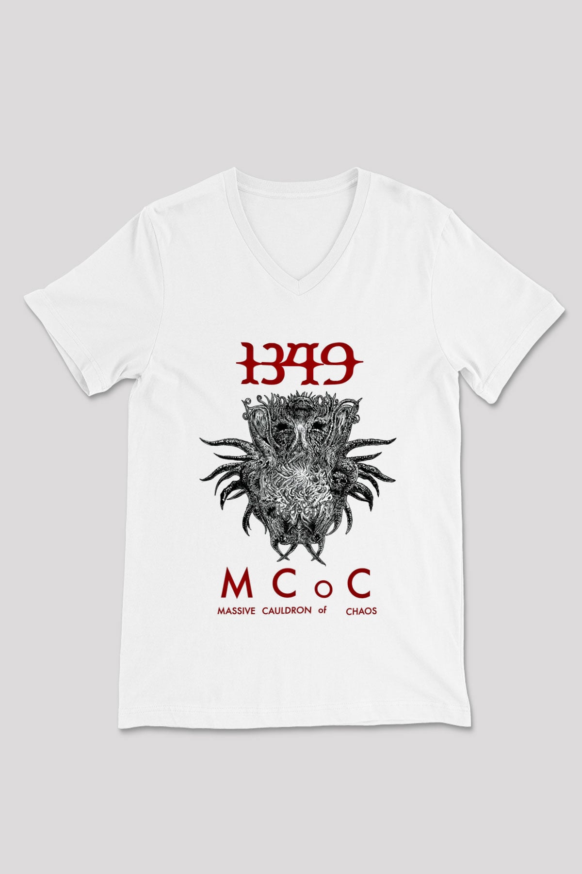 1349 Baskılı Unisex Beyaz V Yaka Tişört