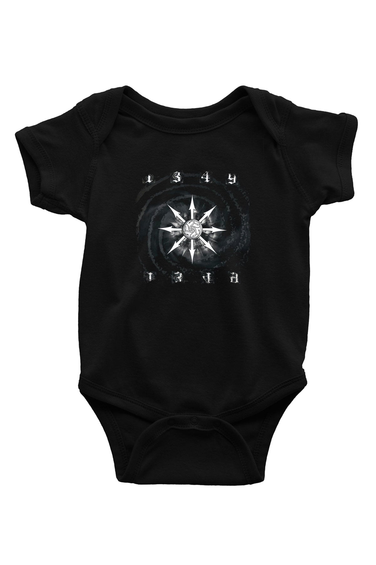 1349 Baskılı Unisex Siyah Bebek Body - Zıbın