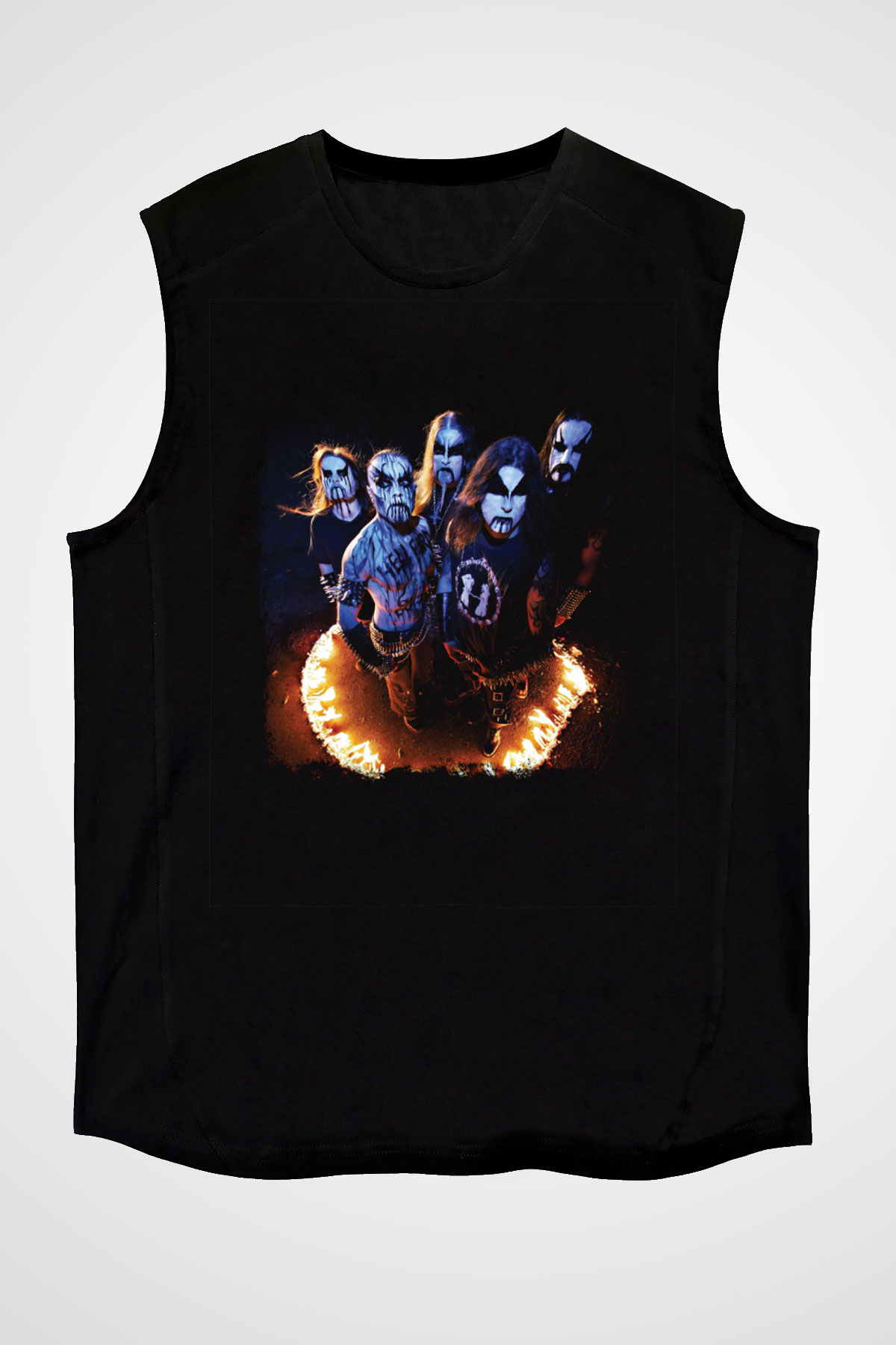 1349 Baskılı Unisex Siyah Kolsuz Tişört