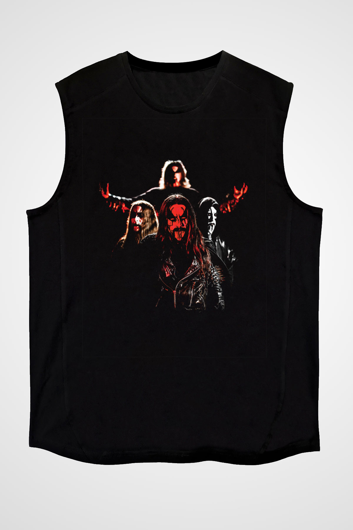 1349 Baskılı Unisex Siyah Kolsuz Tişört