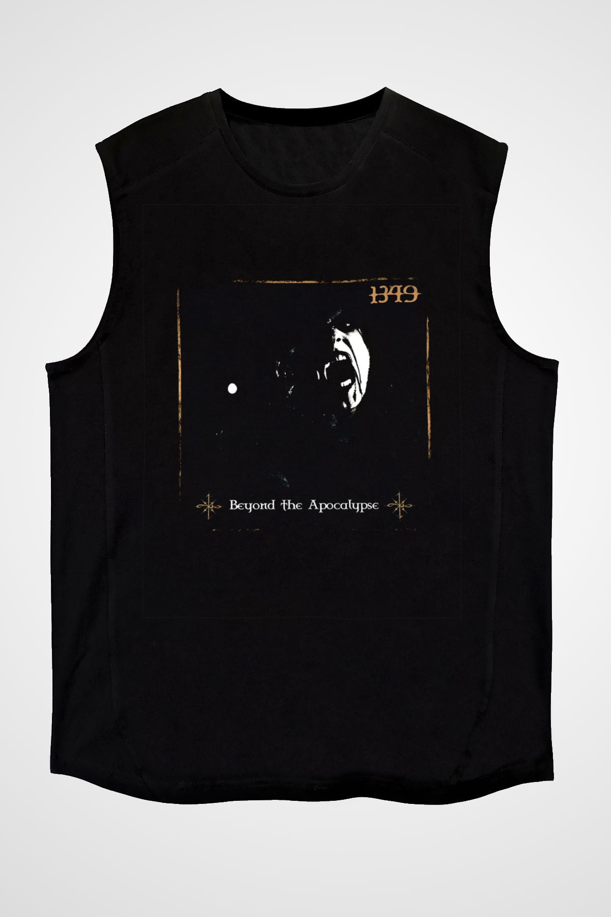 1349 Baskılı Unisex Siyah Kolsuz Tişört